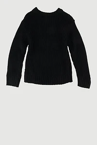 Toddler Girls Solid Pullover Sweater, Black, Size 2T