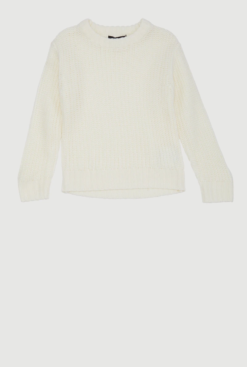 Toddler Girls Solid Pullover Sweater, White, Size 2T