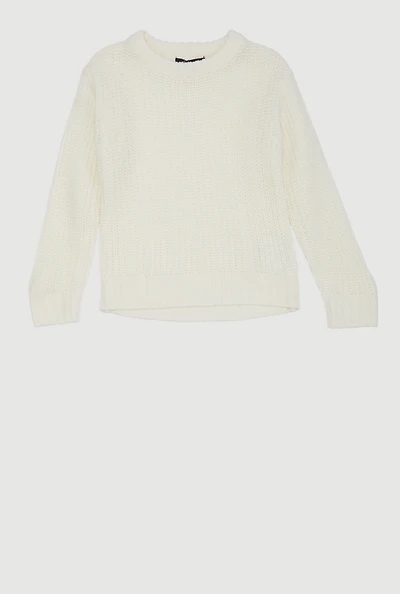 Toddler Girls Solid Pullover Sweater, White, Size 2T