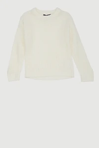Toddler Girls Solid Pullover Sweater, White, Size 2T