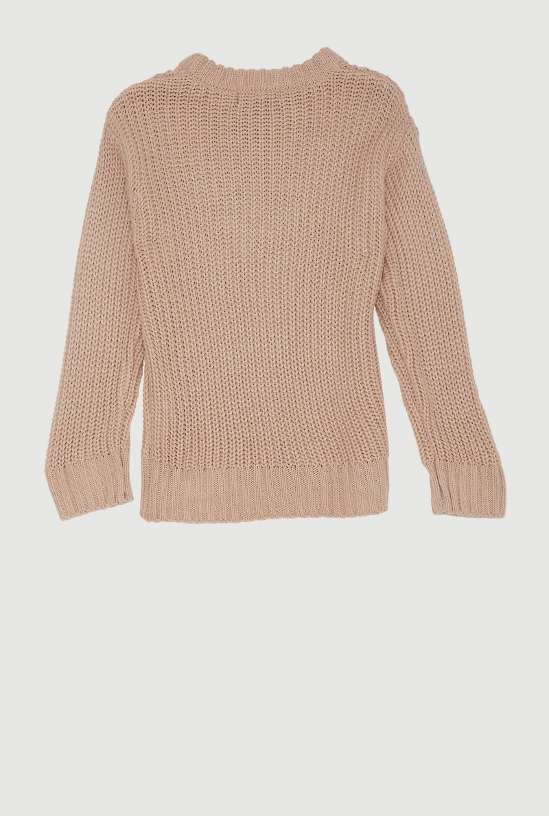 Toddler Girls Rib Knit Pullover Sweater