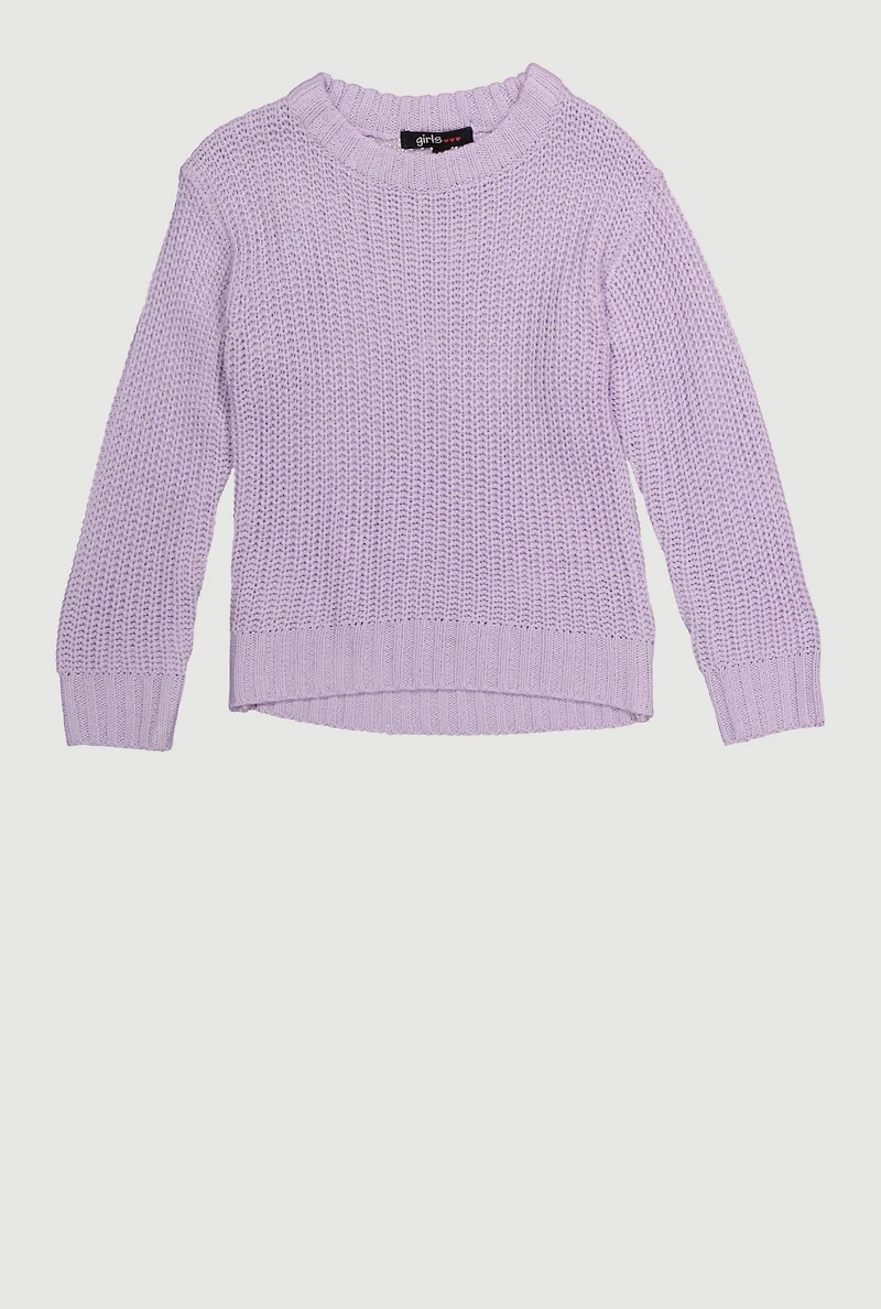 Toddler Girls Rib Knit Pullover Sweater, Purple, Size 2T