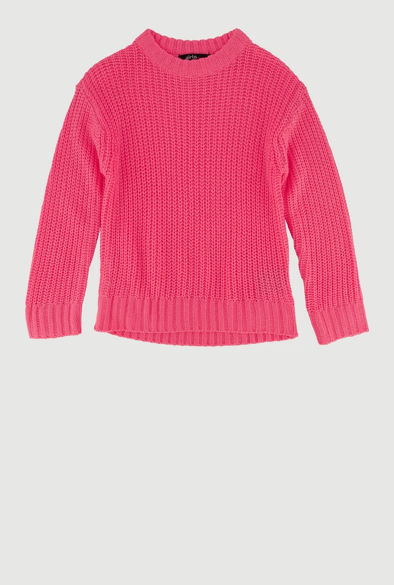 Toddler Girls Rib Knit Pullover Sweater, Pink, Size 4T