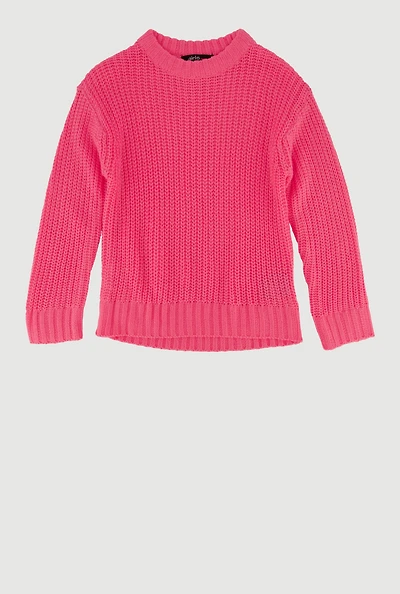 Toddler Girls Rib Knit Pullover Sweater, Pink, Size 4T
