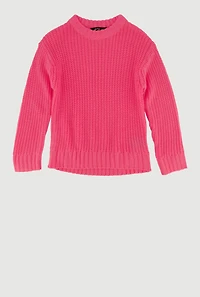 Toddler Girls Rib Knit Pullover Sweater, Pink, Size 4T