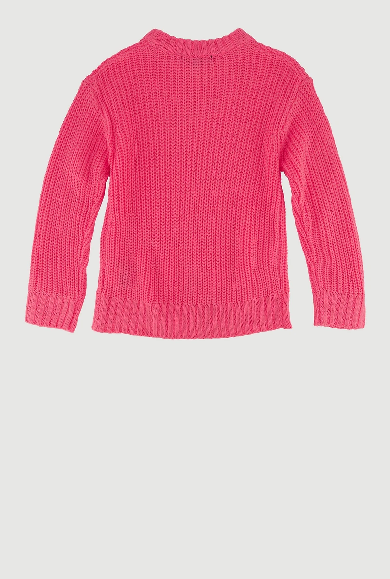 Toddler Girls Rib Knit Pullover Sweater,
