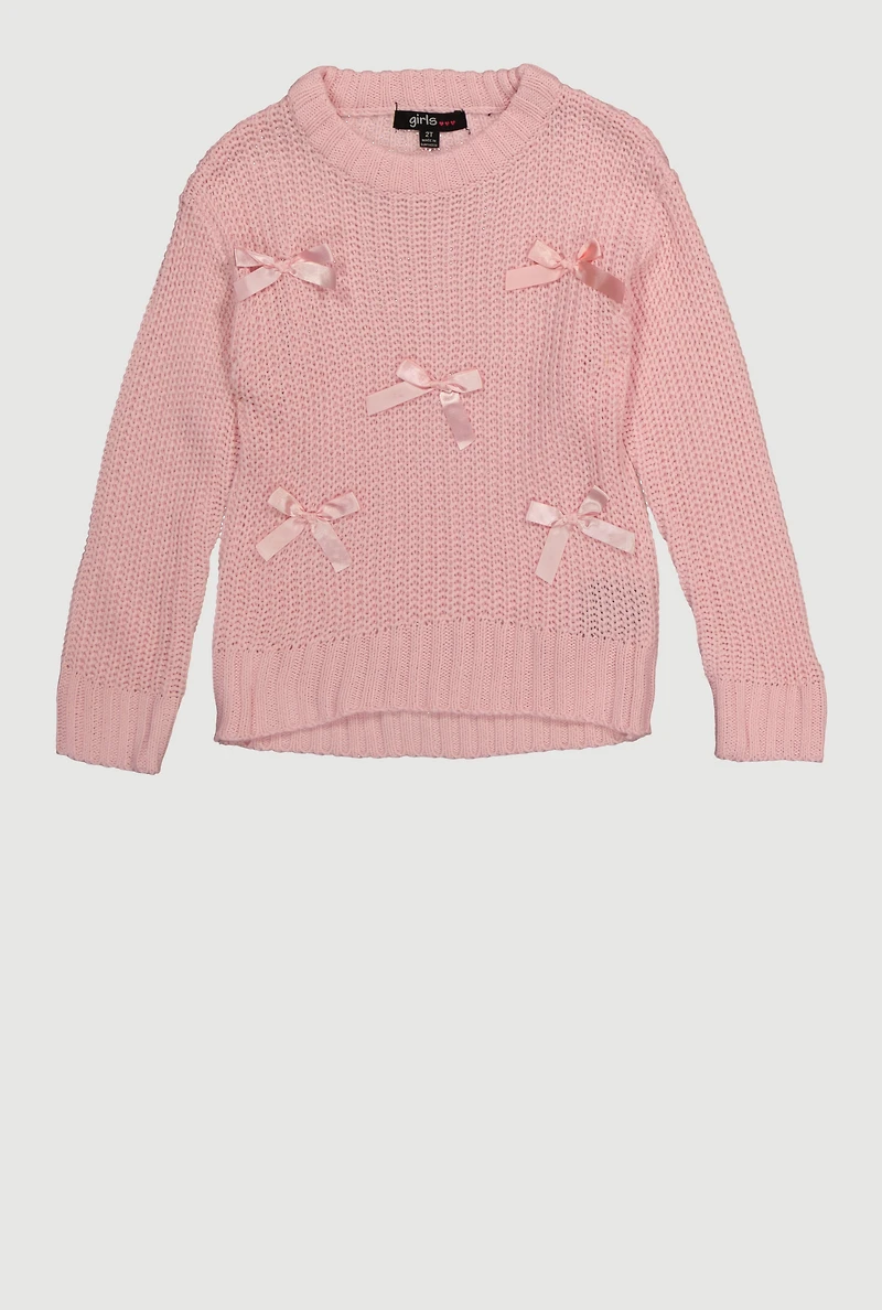 Toddler Girls Bow Detail Long Sleeve Sweater