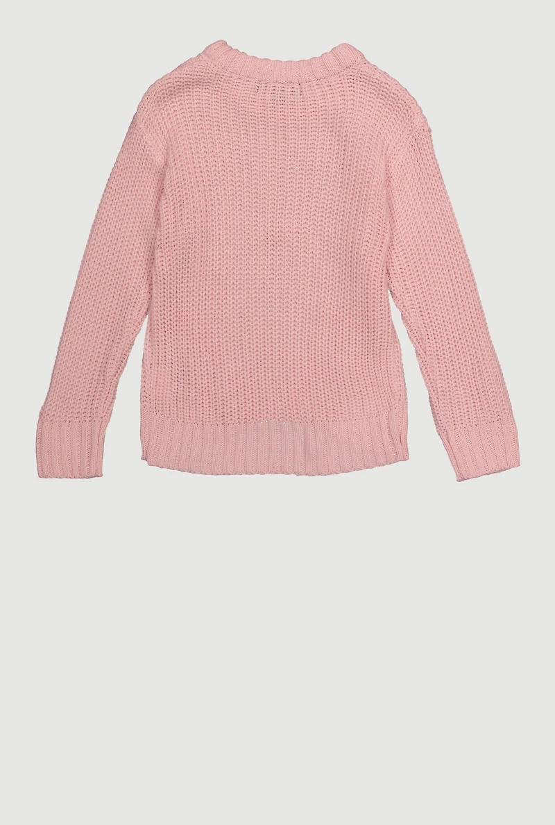 Toddler Girls Bow Detail Long Sleeve Sweater