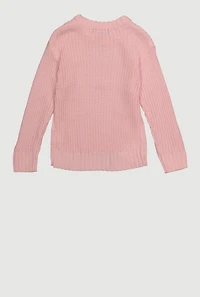 Toddler Girls Bow Detail Long Sleeve Sweater