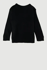 Toddler Girls Bow Graphic Long Sleeve Sweater