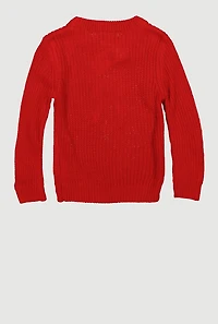 Toddler Girls Sequin Bow Long Sleeve Crew Neck Sweater