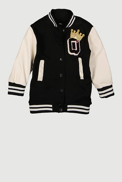 Toddler Boys Color Block Graphic Varsity Jacket,