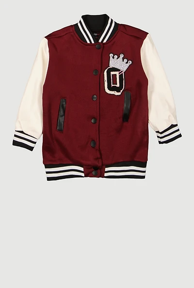 Toddler Boys Color Block Graphic Varsity Jacket