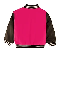 Toddler Girls Winner Chenille Graphic Color Block Varsity Jacket