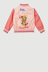 Toddler Girls Love to Fly Graphic Varsity Jacket, Pink, Size 3T