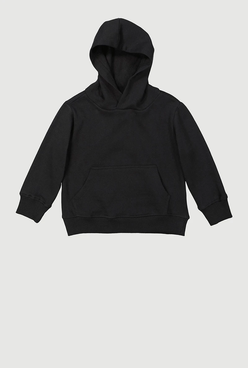 Toddler Boys Kangaroo Pocket Fleece Lined Sweatshirt, Black, Size 4T