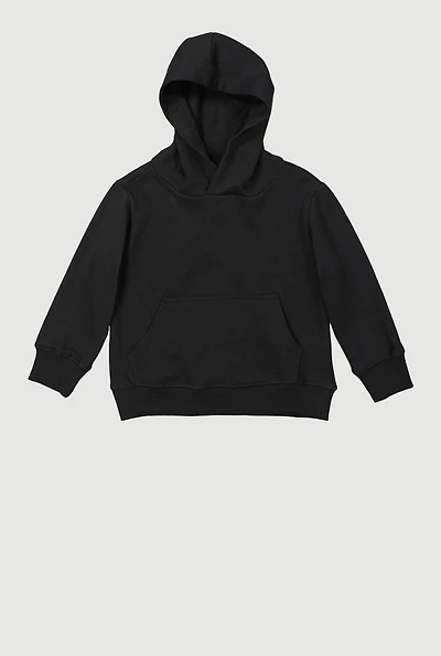 Toddler Boys Kangaroo Pocket Fleece Lined Sweatshirt, Black, Size 4T