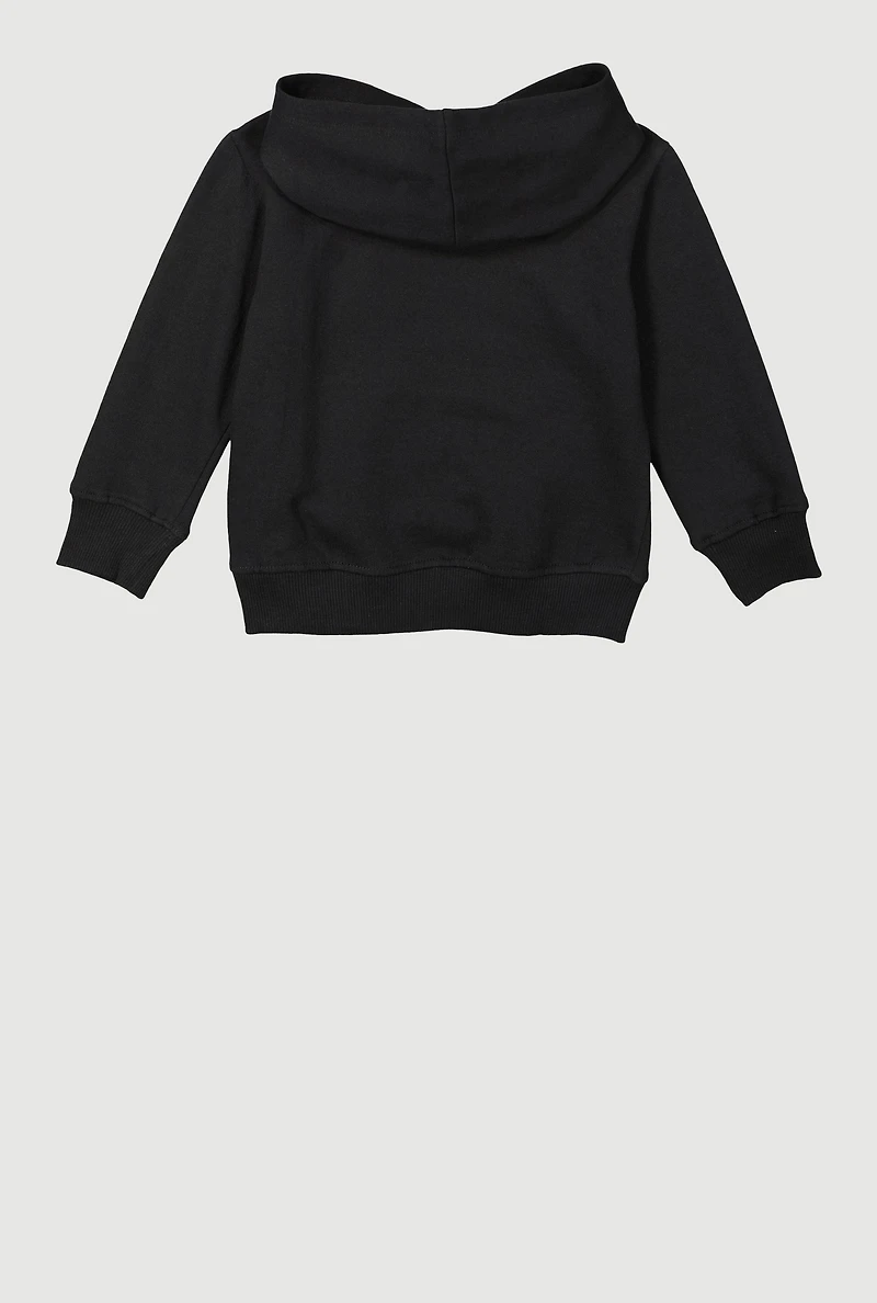 Toddler Boys Kangaroo Pocket Fleece Lined Sweatshirt, Black, Size 4T