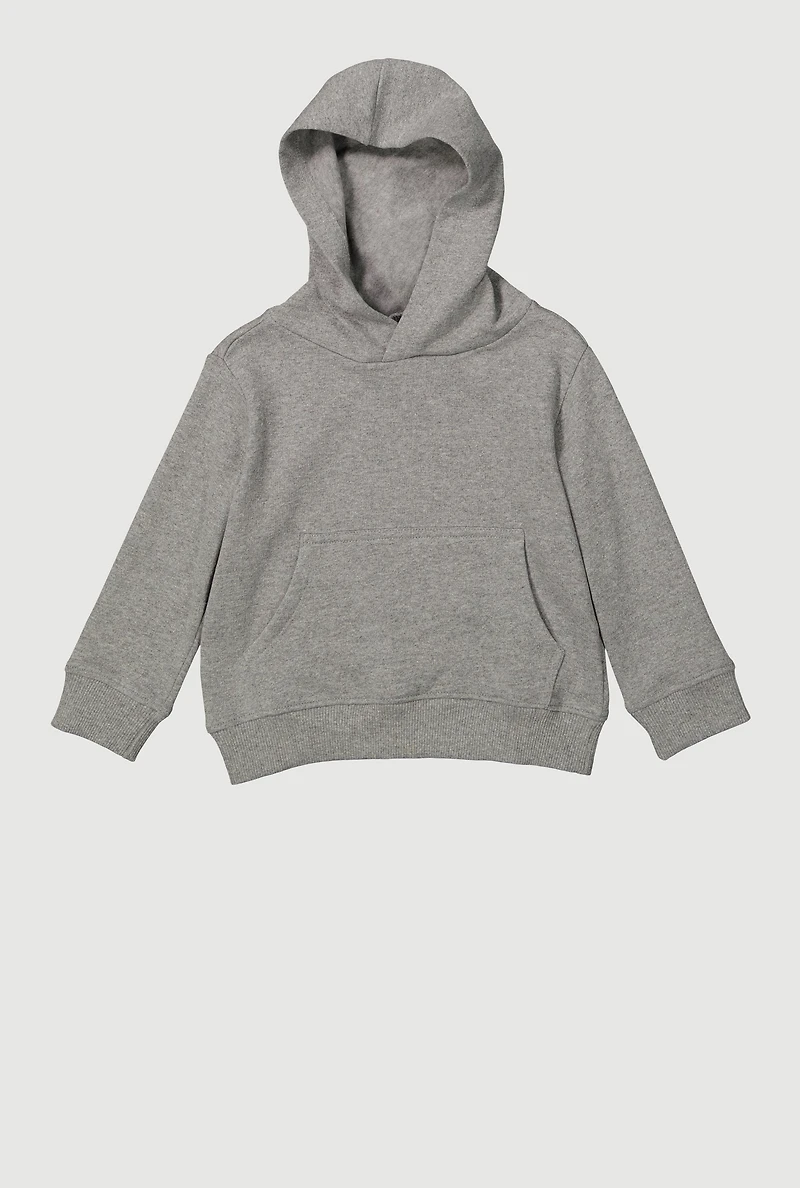 Toddler Boys Marled Kangaroo Pocket Pullover Hoodie, Grey, Size 4T