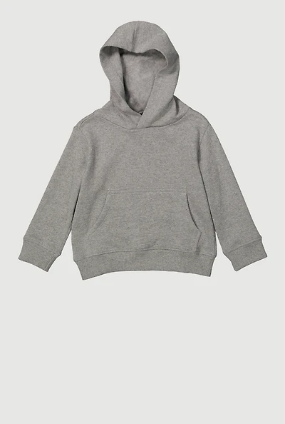 Toddler Boys Marled Kangaroo Pocket Pullover Hoodie, Grey, Size 4T