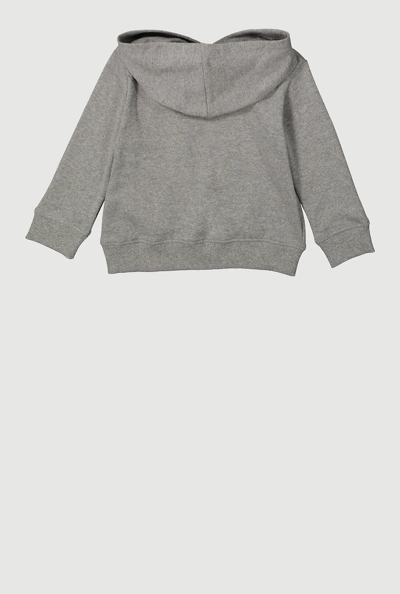 Toddler Boys Marled Kangaroo Pocket Pullover Hoodie, Grey, Size 4T