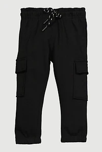 Toddler Boys Drawstring Waist Cargo Sweatpants, Black,