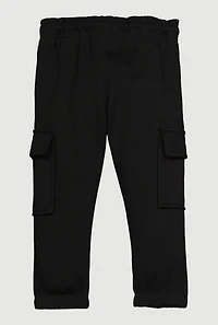 Toddler Boys Drawstring Waist Cargo Sweatpants, Black,