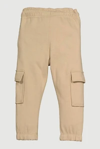 Toddler Boys Drawstring Waist Utility Sweatpants, Khaki, Size 4T