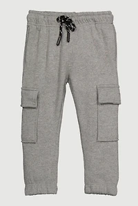 Toddler Boys Marled Drawstring Waist Cargo Sweatpants