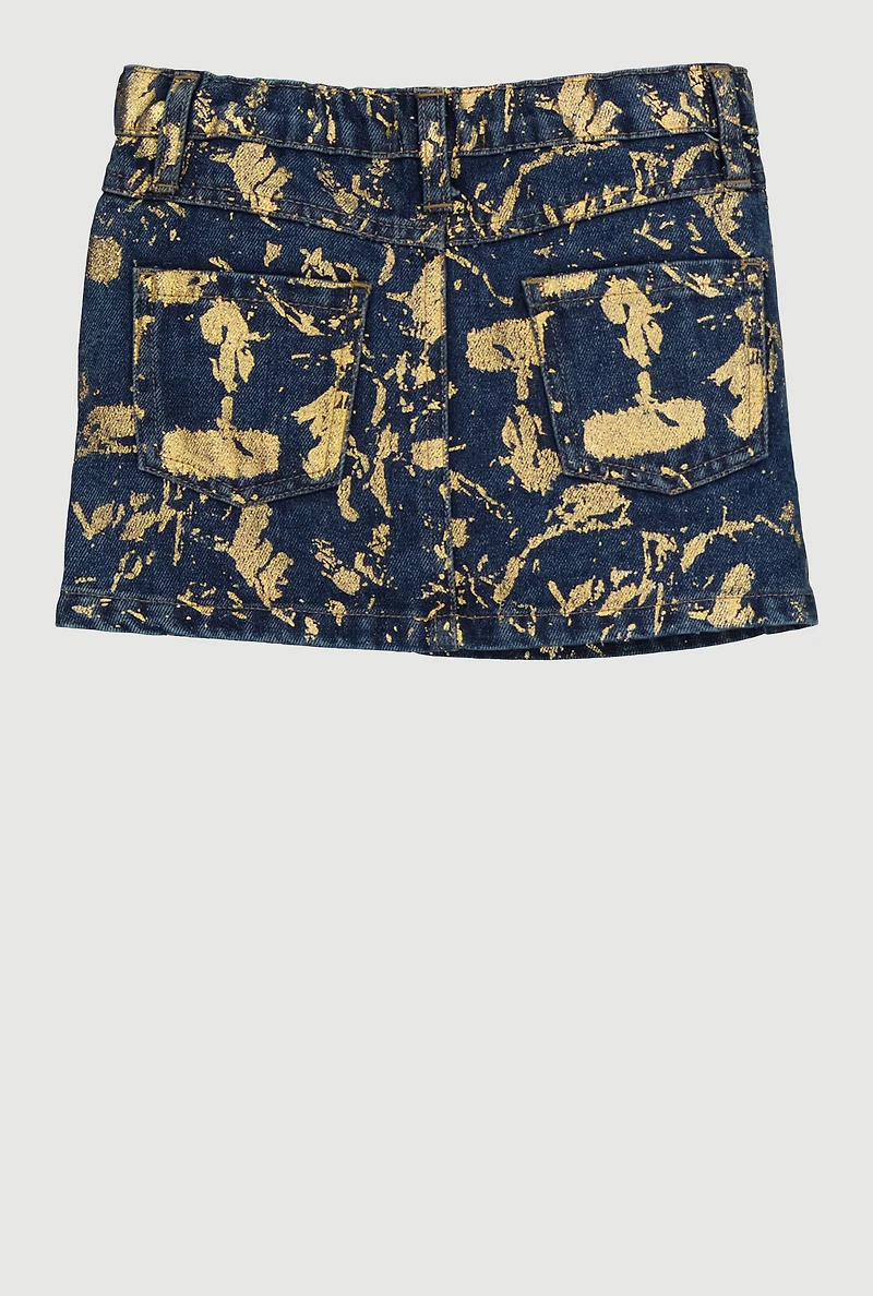 Toddler Girls Foil Screen Denim Skirt