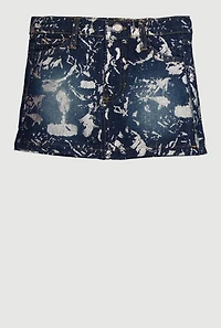 Toddler Girls Foil Screen Paint Splatter Denim Skirt