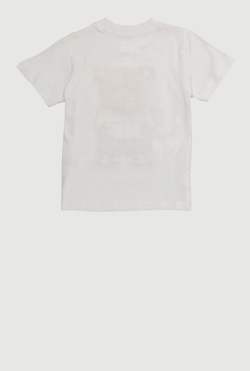 Toddler Boys Chenille Streetwear Teddy Graphic Tee, White, Size 4T