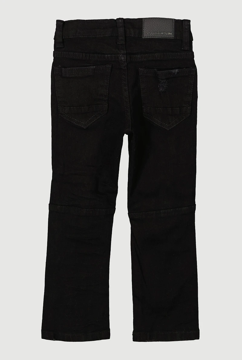 Toddler Boys Slim Leg Mid Rise Distressed Jeans, Black,