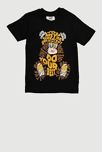 Toddler Boys Word Bear Graphic Short Sleeve Tee, Black, Size 4T