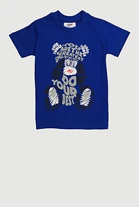 Toddler Boys Word Bear Print Short Sleeve Tee, Blue, Size 4T