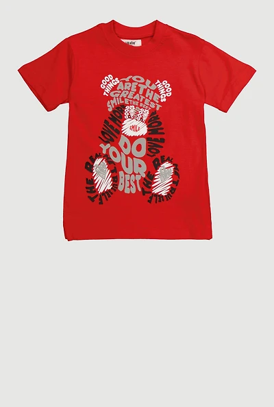 Toddler Boys Do Your Best Graphic Crew Neck T-Shirt, Red, Size 2T