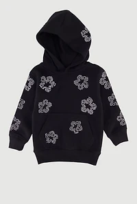 Toddler Boys Rhinestone Floral Graphic Hooded Sweatshirt