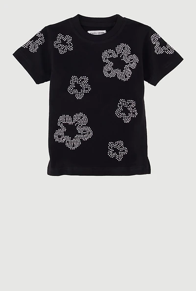 Toddler Boys Floral Rhinestone Graphic Tee