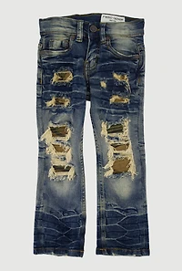 Toddler Boys Whiskered Camo Patch and Repair Jeans, Blue, Size 2T