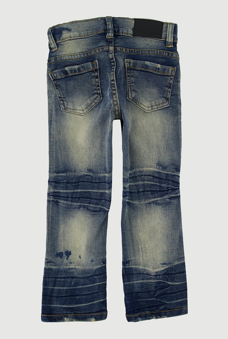 Toddler Boys Whiskered Camo Patch and Repair Jeans, Blue, Size 2T