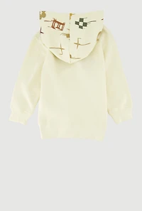 Toddler Boys Embroidered DLXE Drip Graphic Hoodie, Beige,