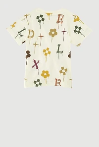 Toddler Boys Drip Printed Pattern Tee, Beige,