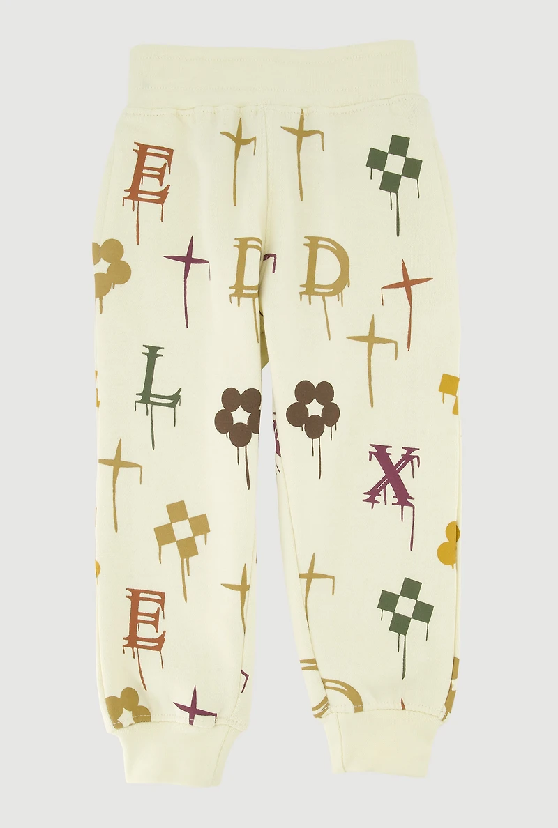 Toddler Boys Drip Printed Pattern Joggers, Multi, Size 4T