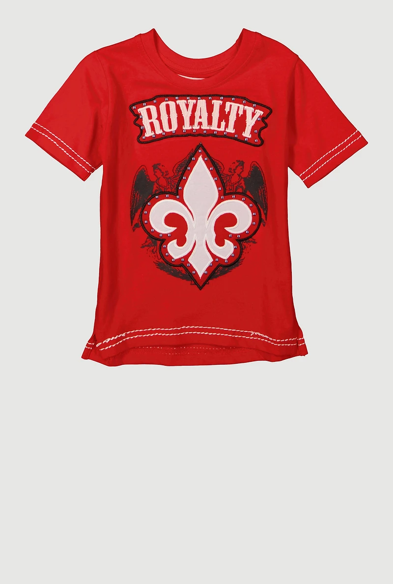Toddler Boys Royalty Fleur De Lis Graphic T-Shirt, Red,