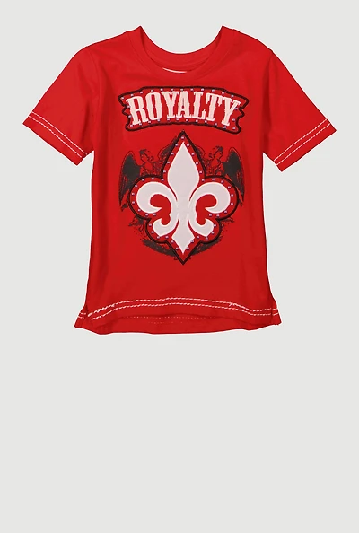 Toddler Boys Royalty Fleur De Lis Graphic T-Shirt, Red,