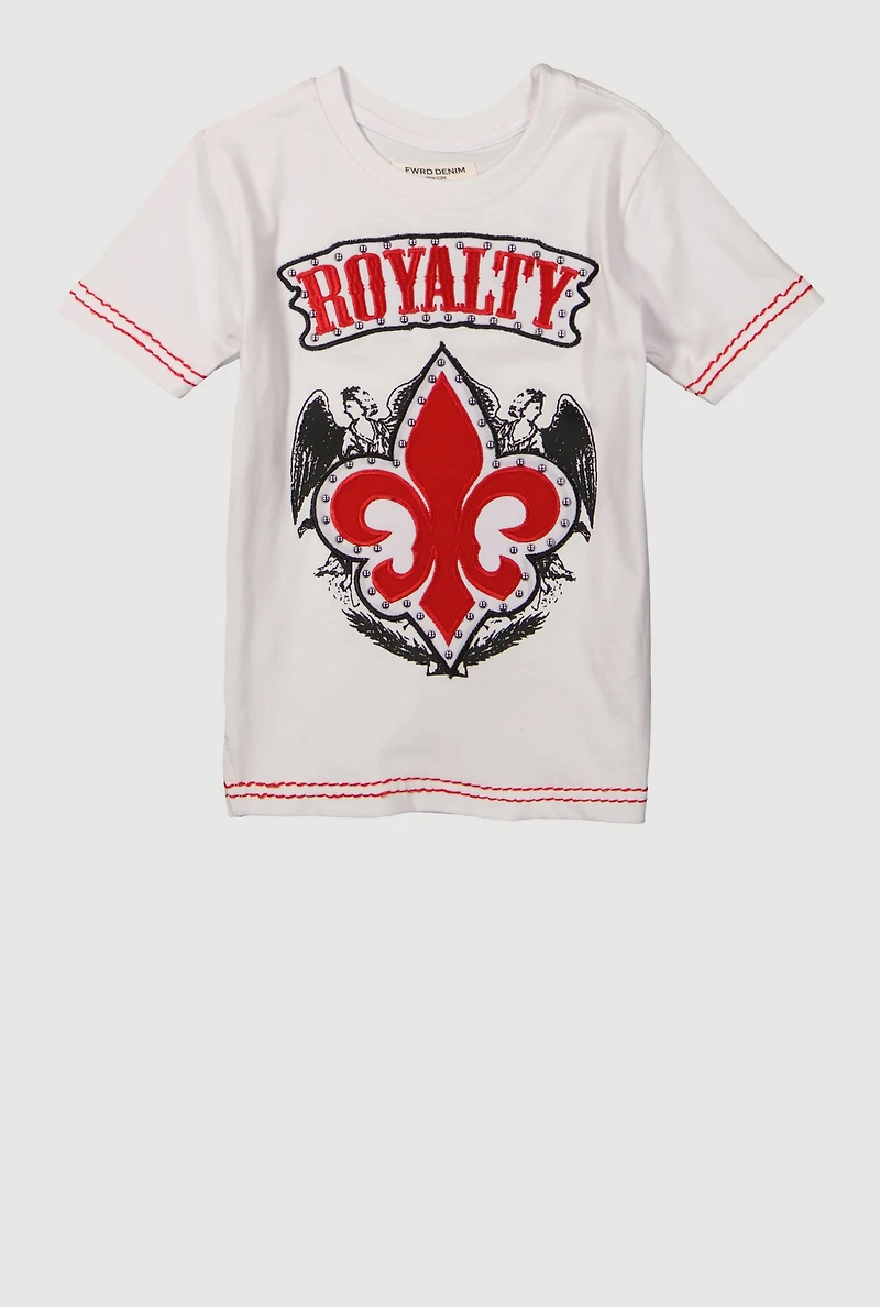 Toddler Boys Royalty Fleur De Lis Graphic Tee, White, Size 2T