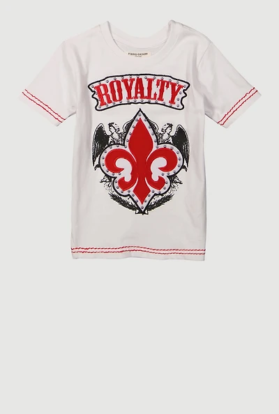 Toddler Boys Royalty Fleur De Lis Graphic Tee, White, Size 2T