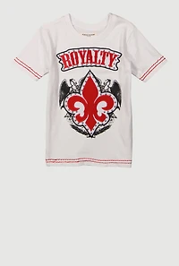 Toddler Boys Royalty Fleur De Lis Graphic Tee, White, Size 2T