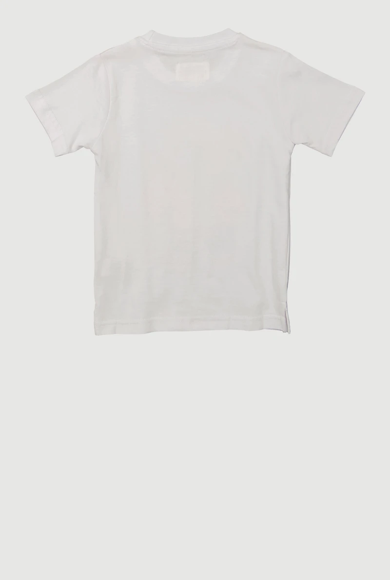 Toddler Boys Bear Graphic Rhinestone Crew Neck Tee, White, Size 4T
