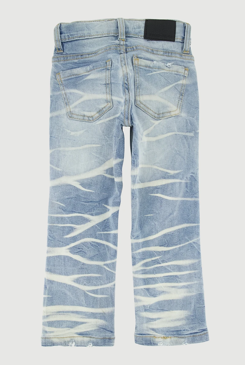 Toddler Boys Rhinestone Studded Patch and Repair Jeans, Blue,